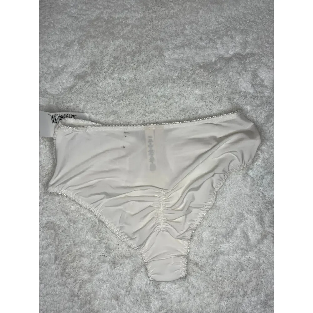 NWT Rhonda Shear White Ruched Back Lace Panties S
